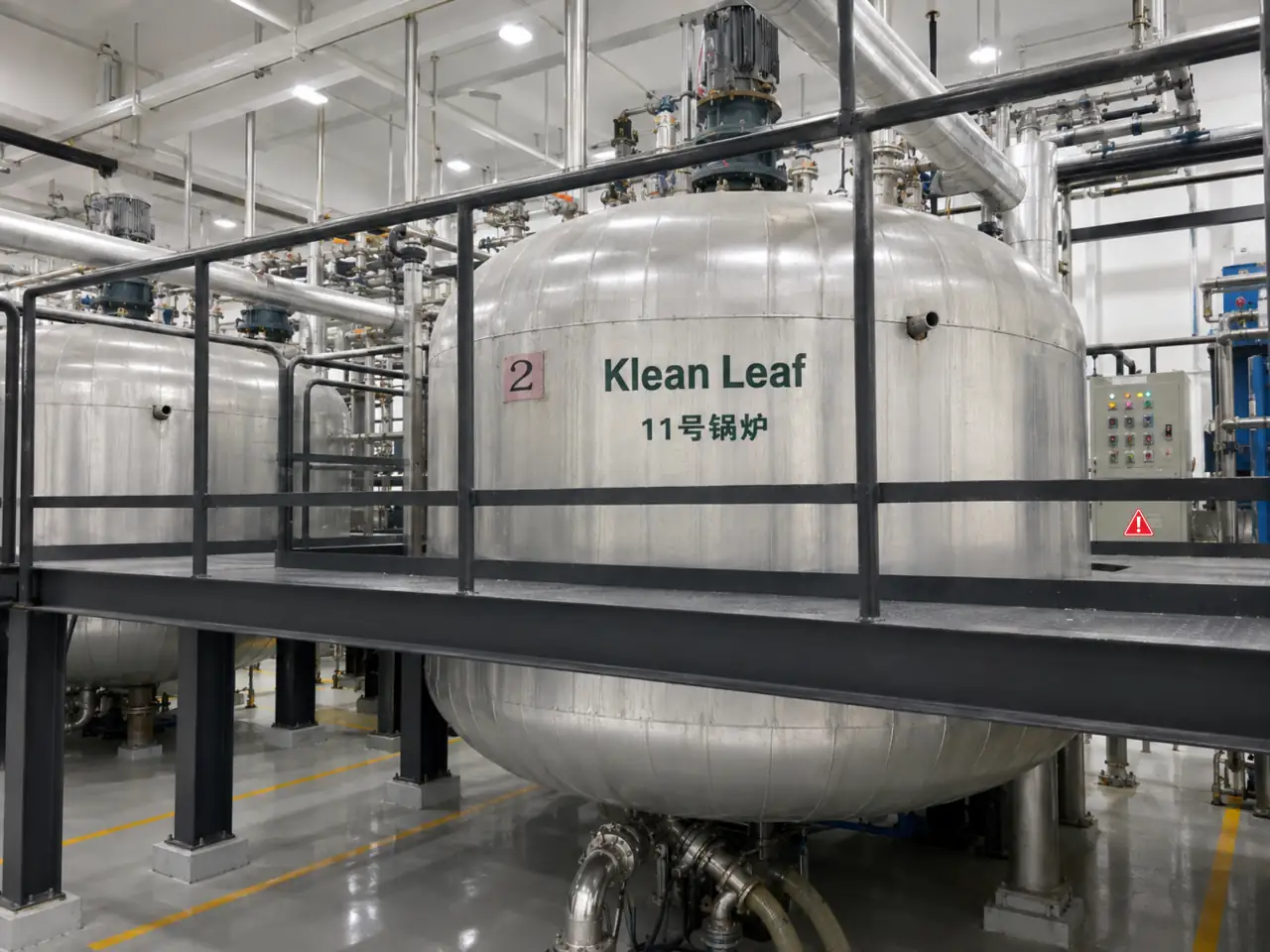 Stainless-steel processing vessels inside the Klean Leaf production facility