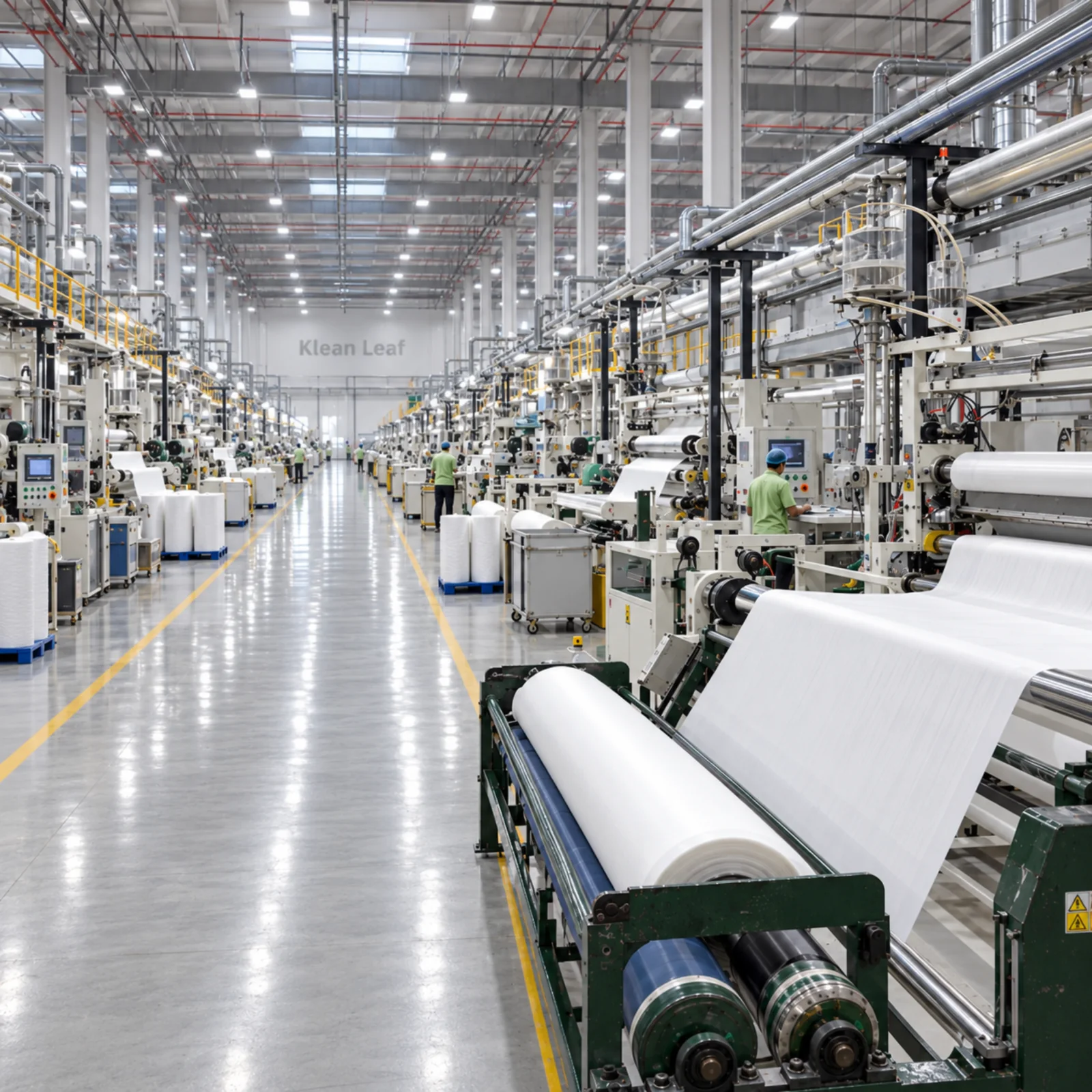 Klean Leaf detergent sheet manufacturing line with wide rolls of formed sheet material